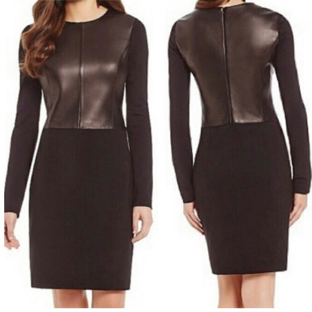 Antonio Melani Black Leather Long Sleeve Dress